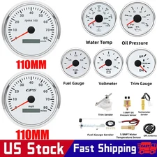 7 Gauge Set With Sensor 110mm GPS Speedometer 80MPH&Tacho 8000RPM Gauge for Boat