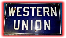 WESTERN UNION TELEGRAM 2-SIDED PORCELAIN ON STEEL SIGN