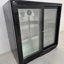Bottle Fridge Double 2 Door Sliding Display 208L Back Bar Commercial Catering...