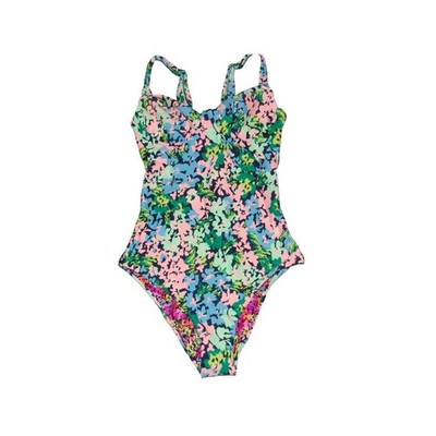 New MAAJI Pink Blue Floral Monokini one piece Cutout Swimsuit underwire tie S