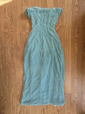 oh polly blue glitter dress Faux Leather Slit Bodycon Midi Dress Burgundy / Medium