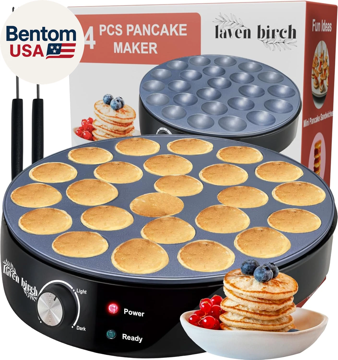 24PCS Mini Pancake Maker Machine, Nonstick Electric Dutch Pancakes Griddle, Adju
Opens in a new wind