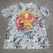 Avatar The Last Airbender Mens M Aang Zuko Manga All Over Print Graphic Tee