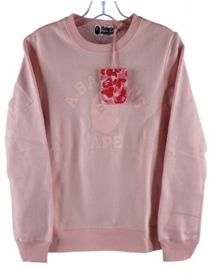 A Bathing Ape BAPE College Crewneck Sweatshirt Small Pink NWT