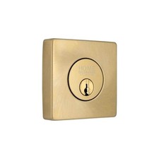 Home Decorators Square Brushed Gold Single Cylinder Deadbolt w/ Dual Keyway