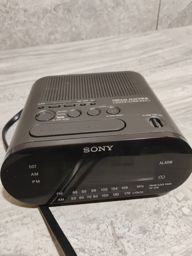 Sony ICF-C218 Dream Machine Black AM/FM Alarm Clock Radio - Tested & Working