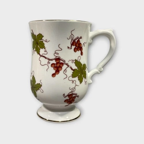 Royal Victoria Fine Bone China Mug Grapevine Footed White 10oz England Vintage