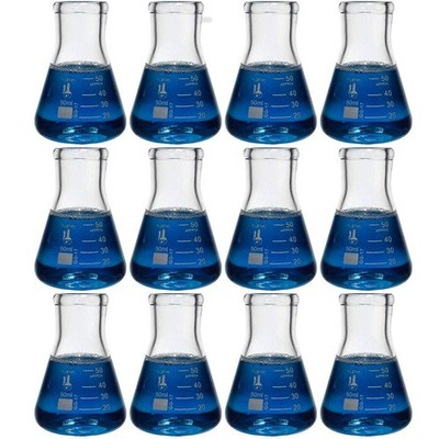 50ml Narrow Mouth Erlenmeyer Flask, Borosilicate Glass, Heavy Duty Rim, Thick...