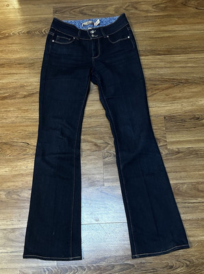 PAIGE Womens 27 Dark Wash Bootcut Flare Jeans Double Button Stretch Denim Y2K