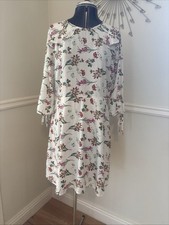 WOMENS white FLORAL V NECK TEA DRESS BY VERO MODA SIZE XL 16 VGC