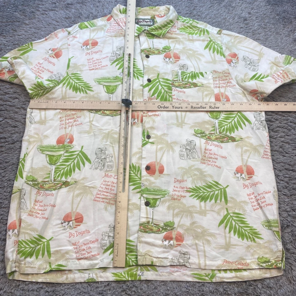 Big Dogs Shirt Men XL Resort Wear Dogarita Cocktail Drinks Linen Aloha Hawaiian - Image 4 of 4