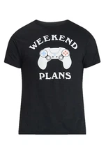 Men's Weekend Plans Game Controller Black Graphic T-Shirt