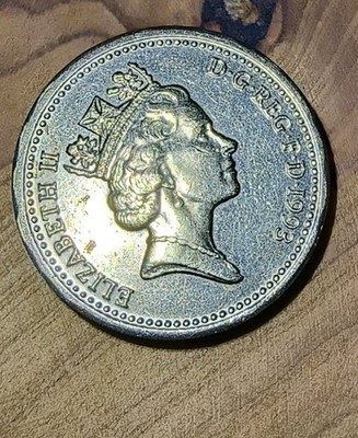 1993 Queen Elizabeth II One Pound coin upside-down rim error United Kingdom Gold