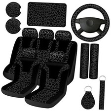 17 Pcs Car Accessories Set Includes Seat Covers Set Leopard Leopard Print
