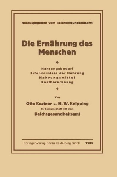Die ErnäHrung Des Menschen Otto Kestner-image