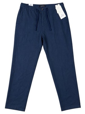 Scotch & Soda Warren Pants Men s 34x32 Navy Straight Fit Cotton Linen NWT
