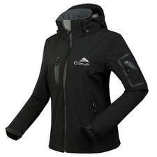 Womens Waterproof Windproof Softshell Black J...