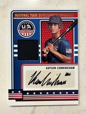 KAYSON CUNNINGHAM 2023 Panini USA Baseball Stars & Stripes GU Jersey AUTO black
