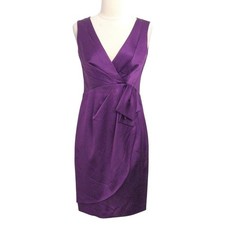 Nanette Lepore Purple Satin Side Bow Mini Sleeveless Cocktail Dress- Size 2