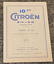 Tarif  de vente CITROEN  B 14 et B 15 - N° 18 du 1er février  1928 - Bel Etat.