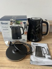 Image of Swan Windsor Electric Cordless Jug Kettle 1.7L Rapid Boil 360° Base Black, 3000W