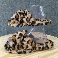 Rachel Zoe Slippers Womens 8-9 Slide Faux Fur Slip On Cheetah Print Multicolor
