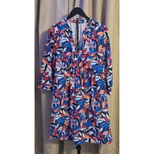 J.Crew Lace Up Vibrant Abstract Butterfly Print Dress Women's Size Small