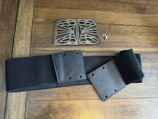 Vintage Black Elastic Corset Belt Silver Buckle Wide Waist Cinch Retro