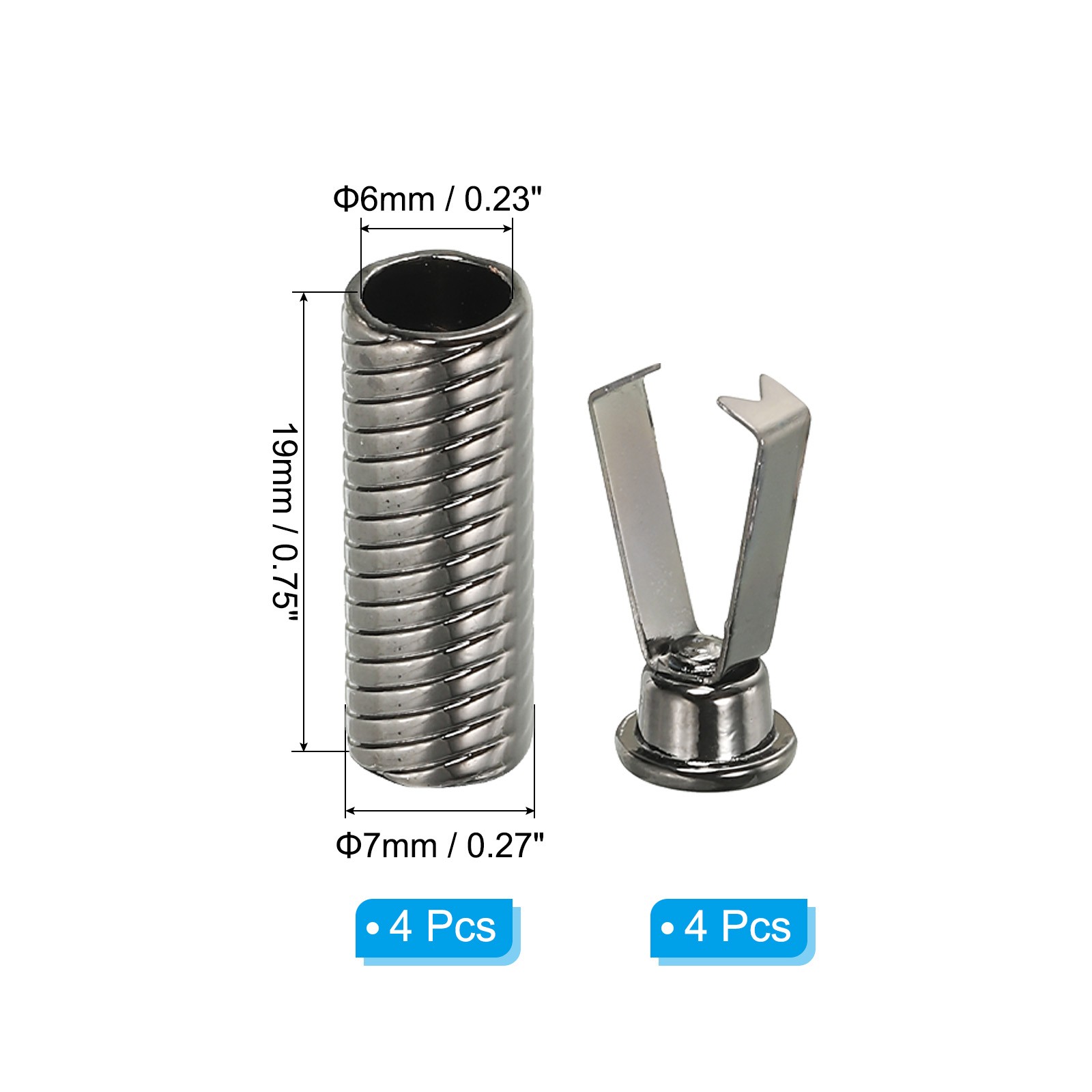 APL Punte per Lacci 4 Pezzi Punte per Lacci per Scarpe Stringa Grigio Scuro Stile C