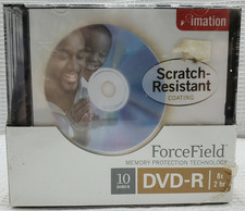 NIB IMATION 10 Pack DVD-R 8x Recordable Blank Discs ForceField Memory Protection