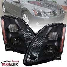 Black Projector Headlights Fits 2004-2006 Maxima Headlamps Replacement Pair