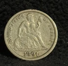 1891 United States Seated Liberty Dime Silver 10C Coin -II