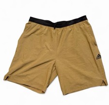 Adidas Men  s XL Athletic Shorts Gold Beige Gym Training Running Activewear