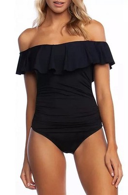 NWT La Blanca 22W Island Goddess Off The Shoulder Ruffle Swimsuit 122177
