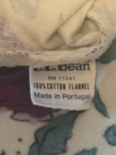 LL Bean Flanell Bettbezug 70”W 83”L Blumen Beeren Lila Blau Grün Creme - Bild 10 von 11