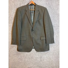 JOS A BANK Signature Collection Mens R44 Gray Plaid Wool Blazer Jacket