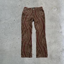 VTG Lauren Ralph Lauren Brown Paisley Velvet Soft Stretch Pants Women's Size 10
