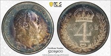 1902 Great Britain 4 Pence Maudy Matte PCGS PR62 RARE Amazing Toning