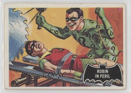 1966 Topps Batman Black Bat #42 Robin in Peril — Raw