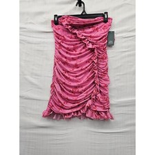Wild Fable Womens Floral Ruched Mini Dress Pink Polyester Casual Size Medium