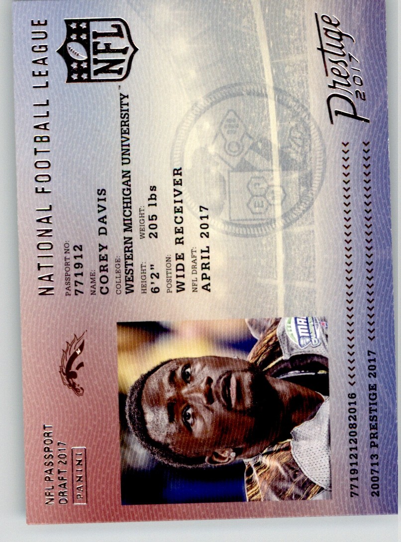 Corey Davis 2017 Panini Prestige NFL Passport 4 Western Michigan Broncos