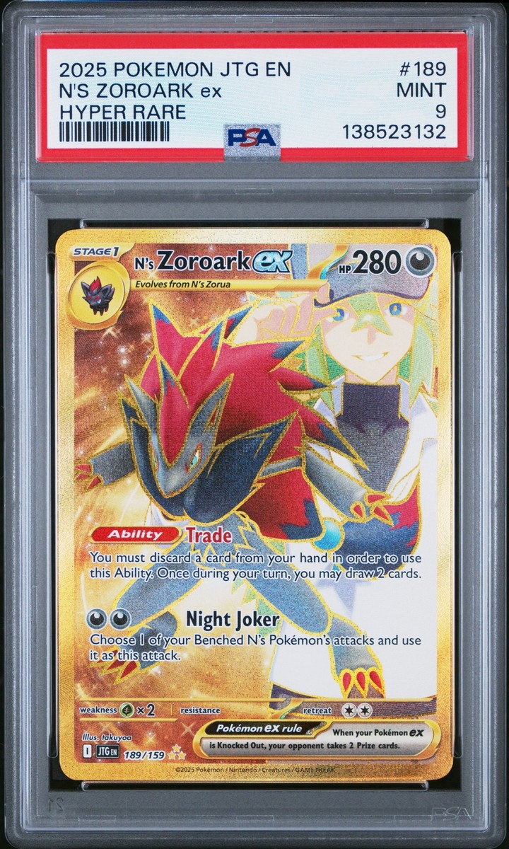 N'S Zoroark Ex PSA9 2025 Pokemon Jtg En-Journey Together Hyper