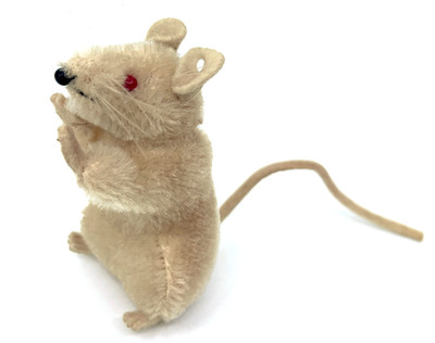 Steiff Pieps Mouse 1960s White Mohair Red Eyes 8cm 3in no ID Vintage