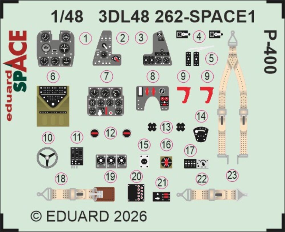 Eduard Accessories 3DL48262 - 1:48 P-400 SPACE For Arma Hobby - New