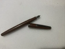 1960s  Platignum Fountain Pen writing instrument double broad STRAIGHT NIB BROWN