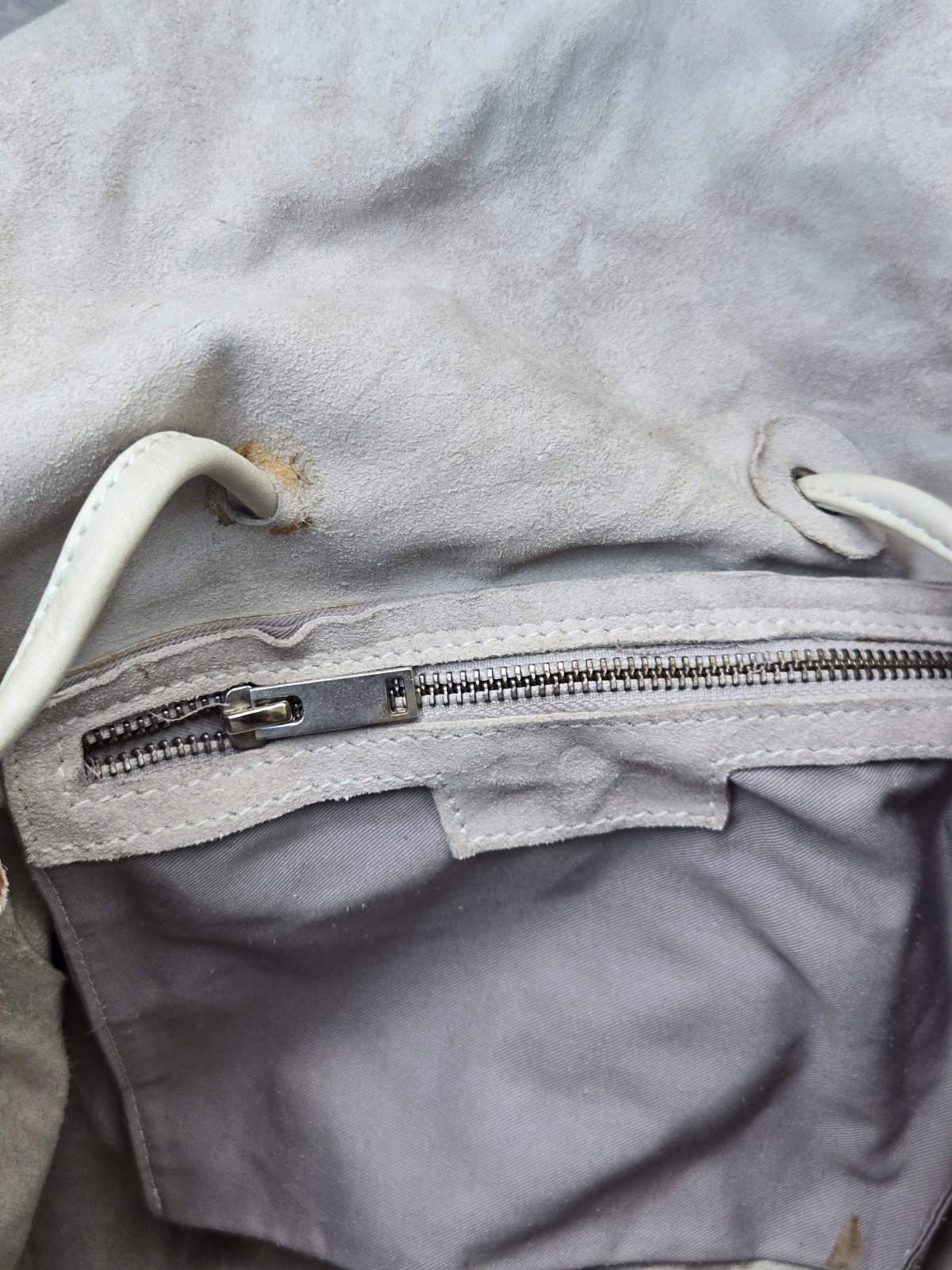 COS Suede Leather Backpack Light Gray - image 8