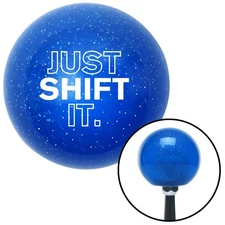 White Just Shift It. Blue Metal Flake Shift Knob w/ M16x1.5 Insert Shifter Auto