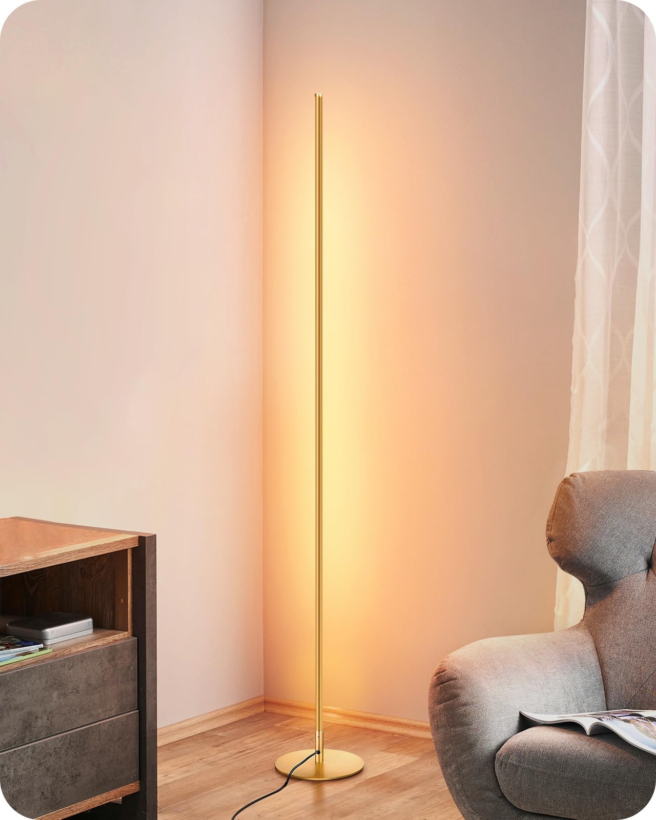 Remote Control Floor Lamp with Foot Switch for Living Room 10-100% Dimmable Brightness Adjustable-image