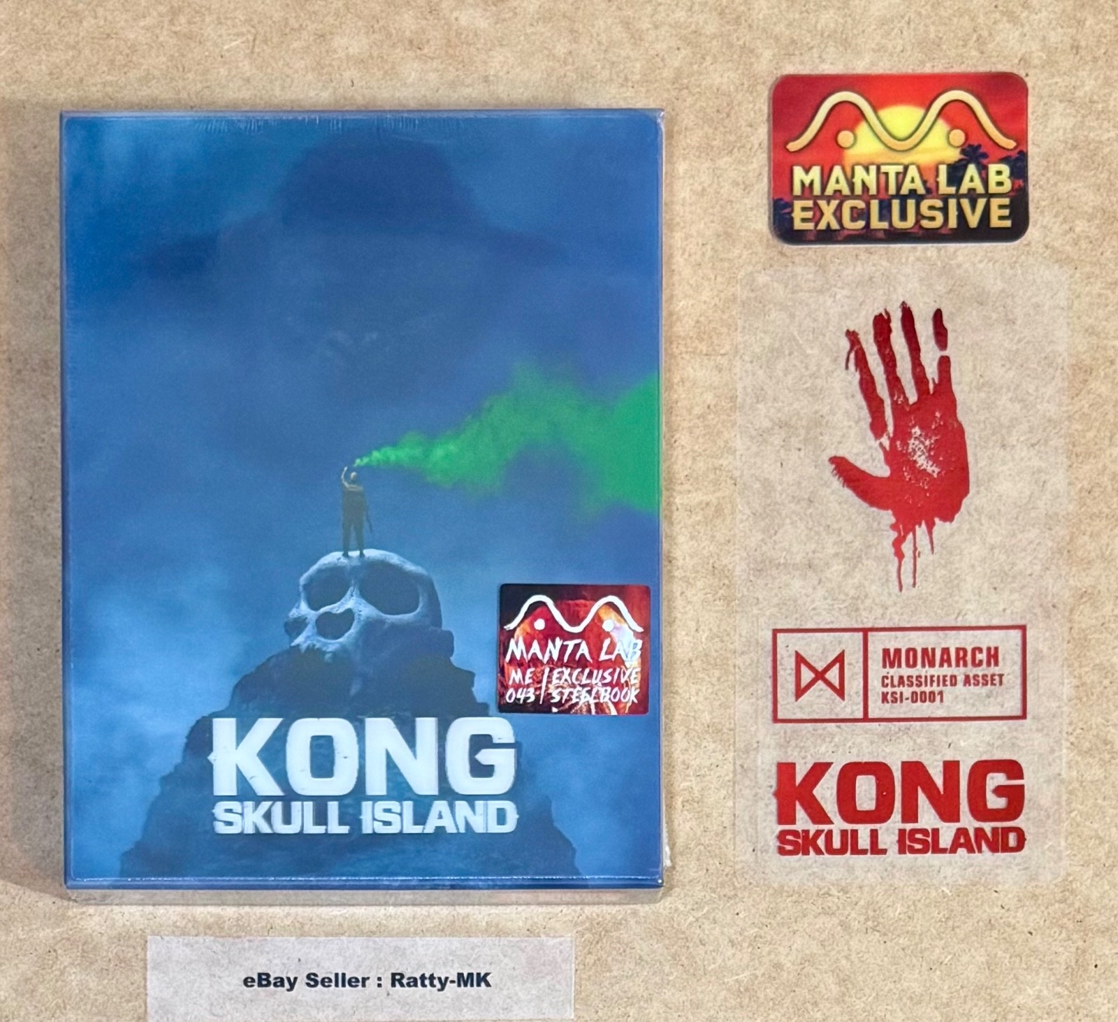 KONG SKULL ISLAND - MANTA LAB DOUBLE LENTICULAR (B) 4K + BLU RAY STEELBOOK - NEW