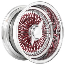 Reverse 100-spoke Sl La Wire Wheels 13x7 Chrome With Red Spoke Rims 4pcs C3 Reverse 100-spoke Sl La Wire Wheels 13x7 Chrome With Red Spoke Rims 4pcs C3